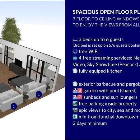 Geek - Open Space - 5m From 5 Attractions - Pool Year Round, Dining Pergola, Barbecue - Matrix فونشال